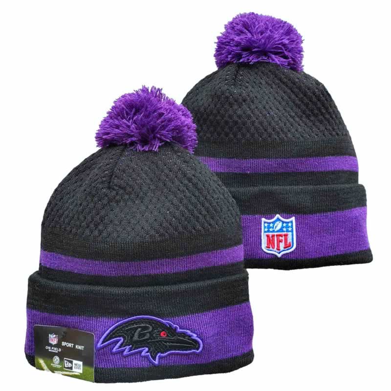 Ravens Team Logo Black and Purple Pom Cuffed Knit Hat YD,We sell and wholesale Ravens Team Logo Black and Purple Pom Cuffed Knit Hat YD on line form chian!